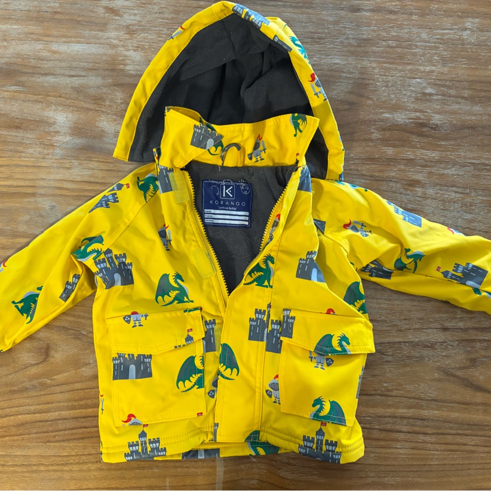 Yellow Dragon and Knight Raincoat for Kids